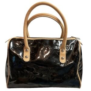 Braccialini Women's Glossy Classic Top Handle Handbag Black Beige One Size